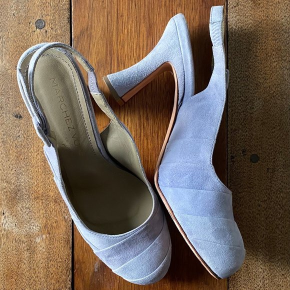 Marchez Vous by Yardley Shoes - Suede Slingback Heals by Yardley In Soft Lavender, Host pick!!!🎊🥰🥳💋